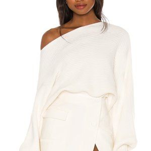 Lovers + Friends Olivia Off Shoulder Sweater in White, Size Small